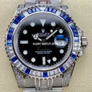 AMG Factory Rolex GMT-Master II 116769TBR-74779BR 40mm Blue Diamond Bezel Full 904L Black Dial