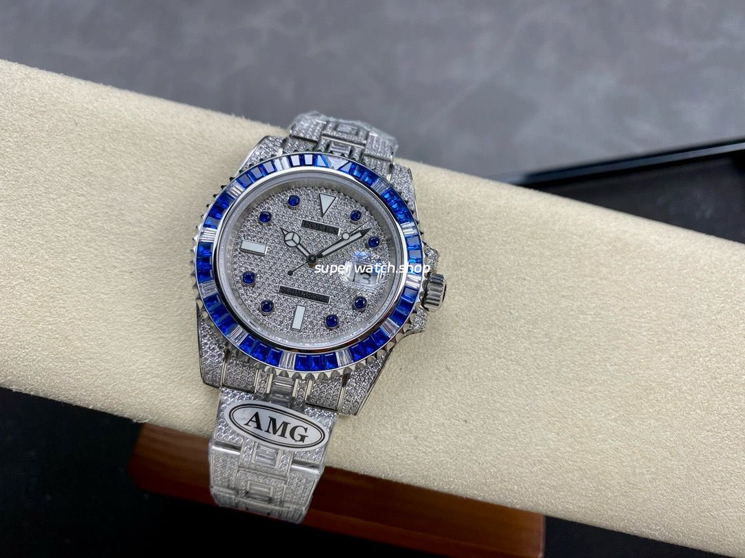 AMG Factory Rolex Submariner Date 116610 40mm Blue White Diamond Bezel Full 904L Diamond Blue Word Pin Diamond Dial - Image 5
