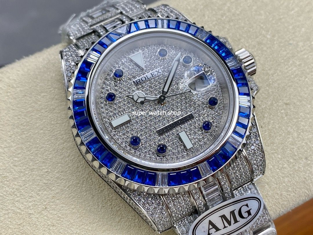 AMG Factory Rolex Submariner Date 116610 40mm Blue White Diamond Bezel Full 904L Diamond Blue Word Pin Diamond Dial - Image 2