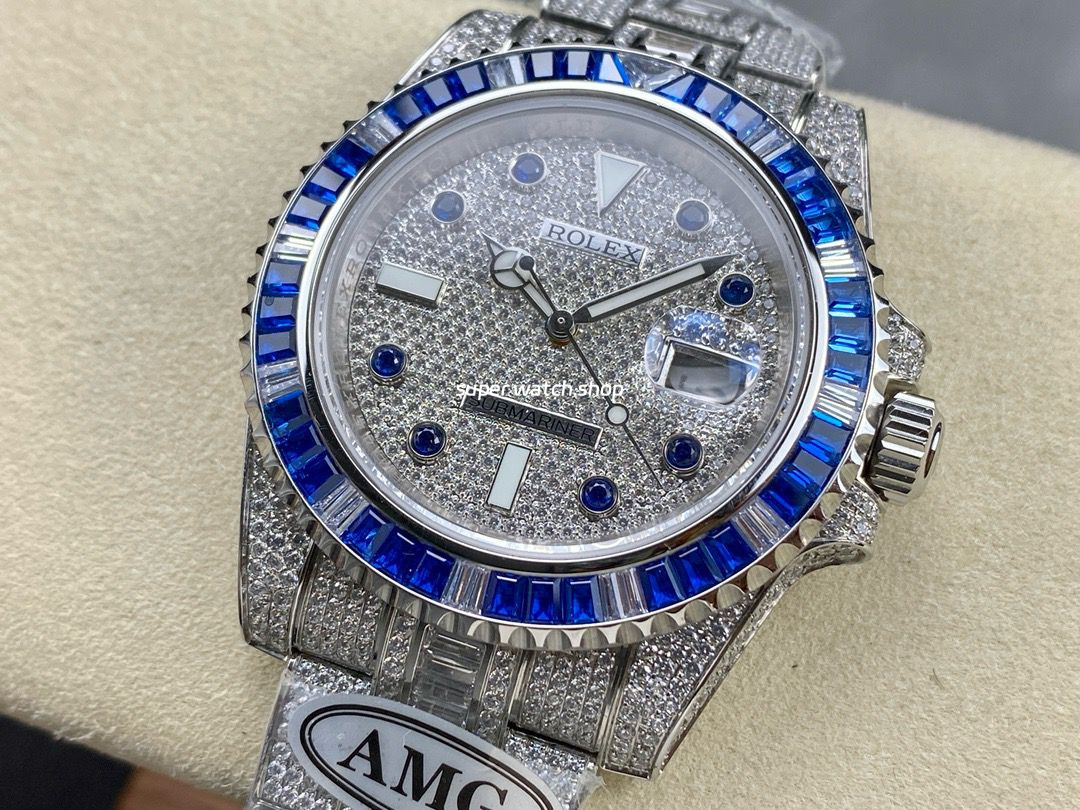 AMG Factory Rolex Submariner Date 116610 40mm Blue White Diamond Bezel Full 904L Diamond Blue Word Pin Diamond Dial - Image 3