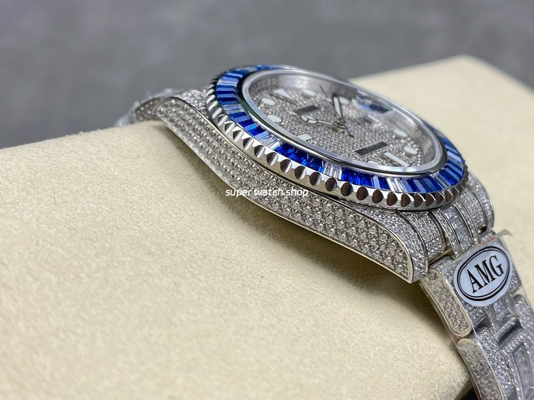 AMG Factory Rolex Submariner Date 116610 40mm Blue White Diamond Bezel Full 904L Diamond Diamond Dial - Image 6