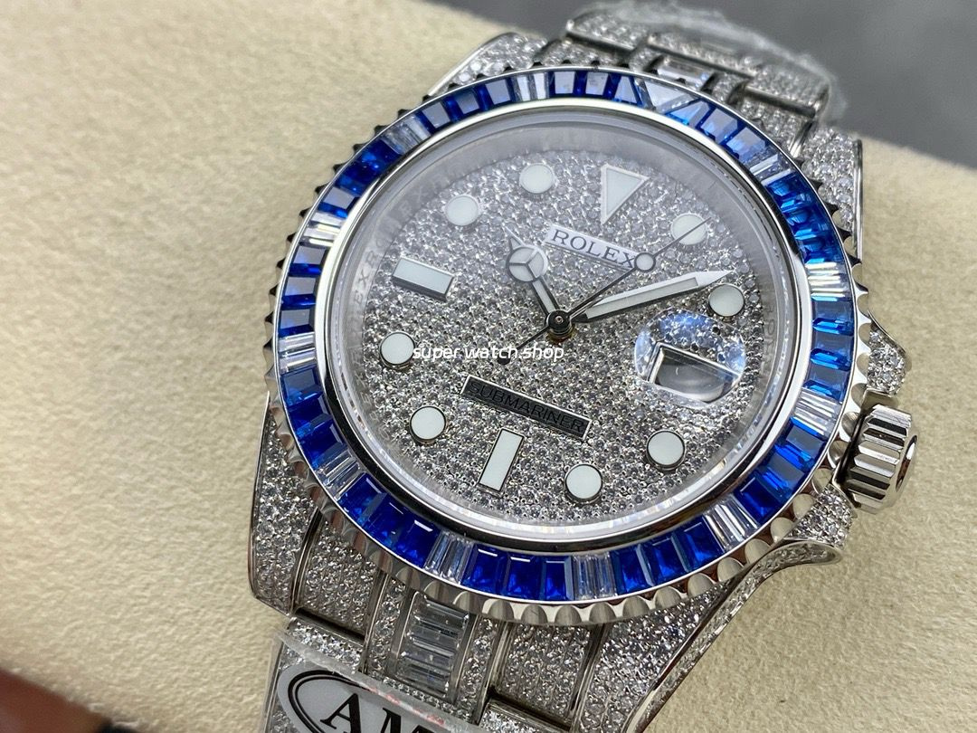 AMG Factory Rolex Submariner Date 116610 40mm Blue White Diamond Bezel Full 904L Diamond Diamond Dial - Image 3
