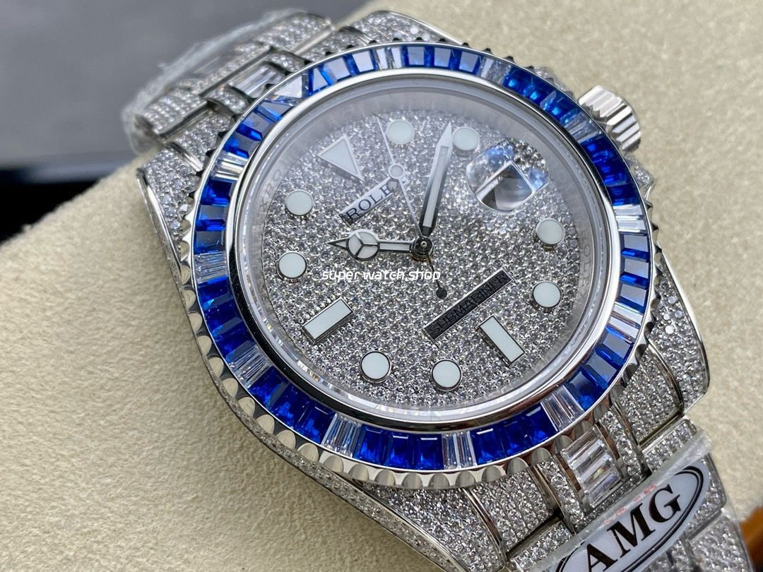 AMG Factory Rolex Submariner Date 116610 40mm Blue White Diamond Bezel Full 904L Diamond Diamond Dial - Image 2