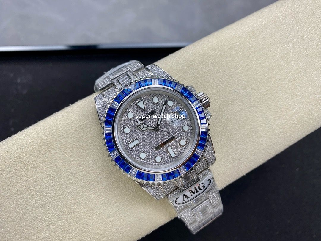 AMG Factory Rolex Submariner Date 116610 40mm Blue White Diamond Bezel Full 904L Diamond Diamond Dial - Image 4