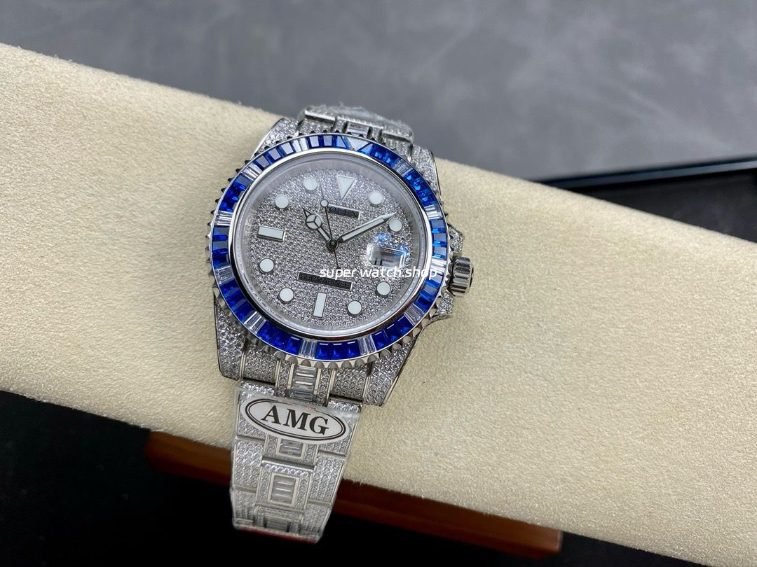 AMG Factory Rolex Submariner Date 116610 40mm Blue White Diamond Bezel Full 904L Diamond Diamond Dial - Image 5