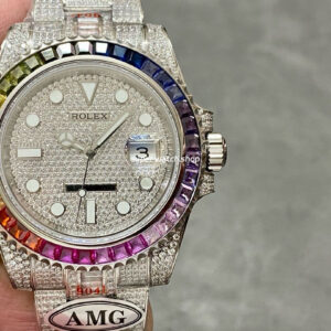AMG Factory Rolex Submariner Date 116610 40mm Rainbow Diamond Bezel Full 904L Diamond Diamond Dial