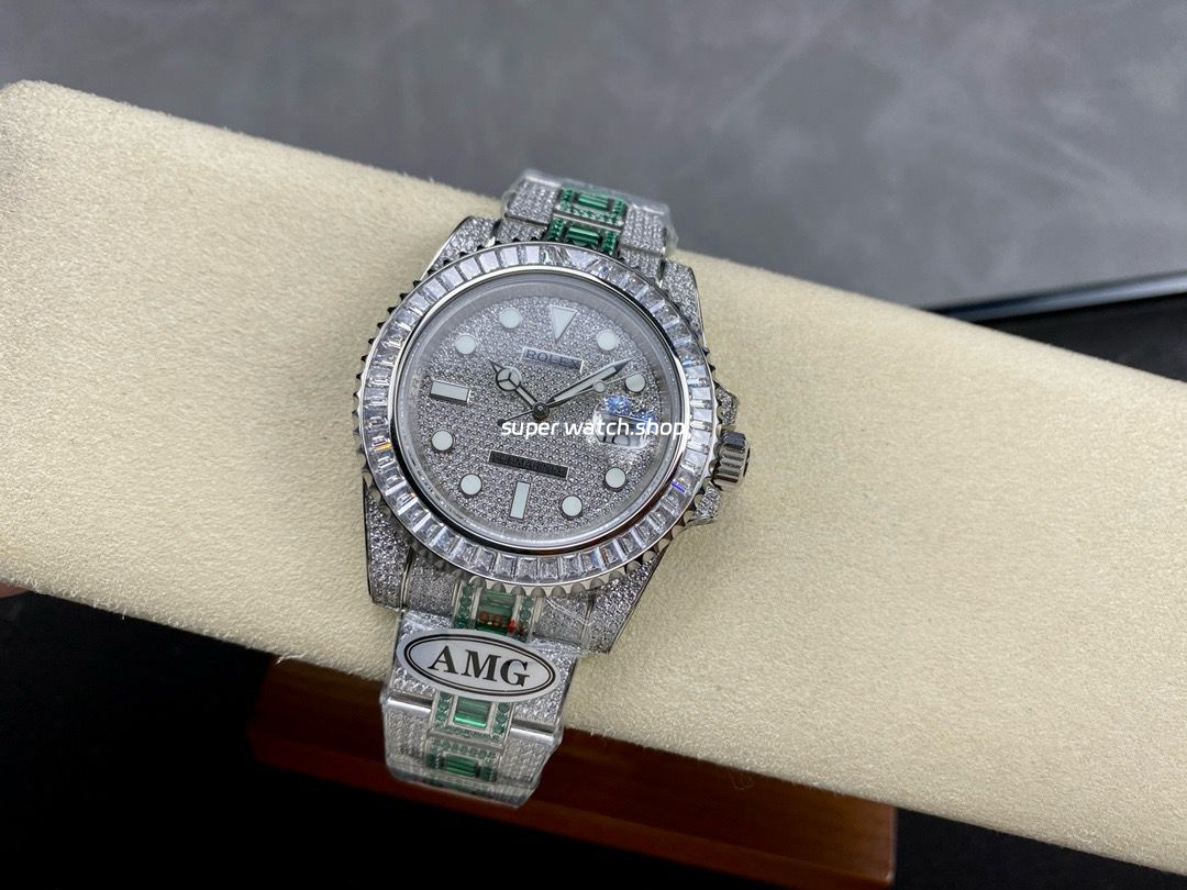 AMG Factory Rolex Submariner Date 116610 40mm White Diamond Bezel Full 904L Green Diamond Diamond Dial - Image 5
