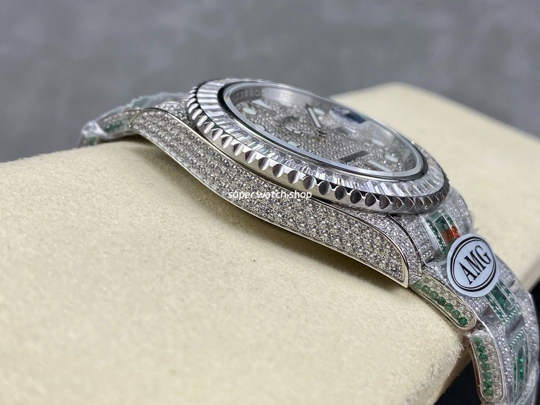 AMG Factory Rolex Submariner Date 116610 40mm White Diamond Bezel Full 904L Green Diamond Diamond Dial - Image 6