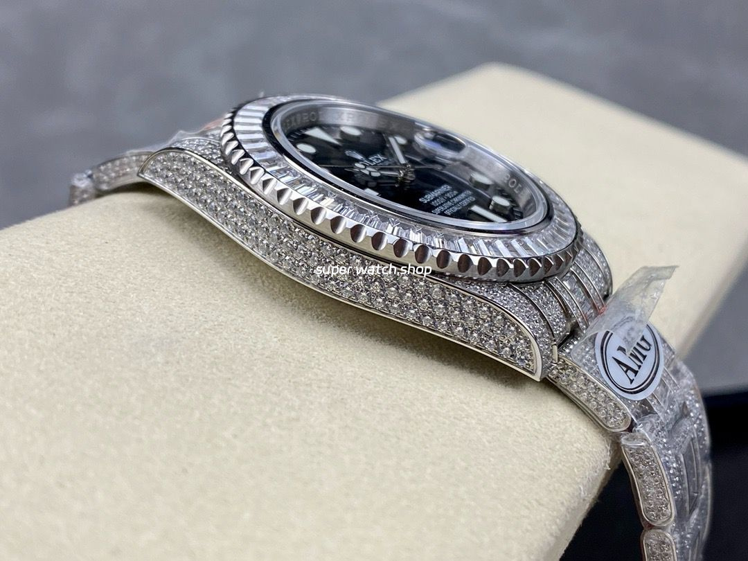 AMG Factory Rolex Submariner Date 116610LN 40mm White Diamond Bezel Full 904L Diamond Black Dial - Image 6