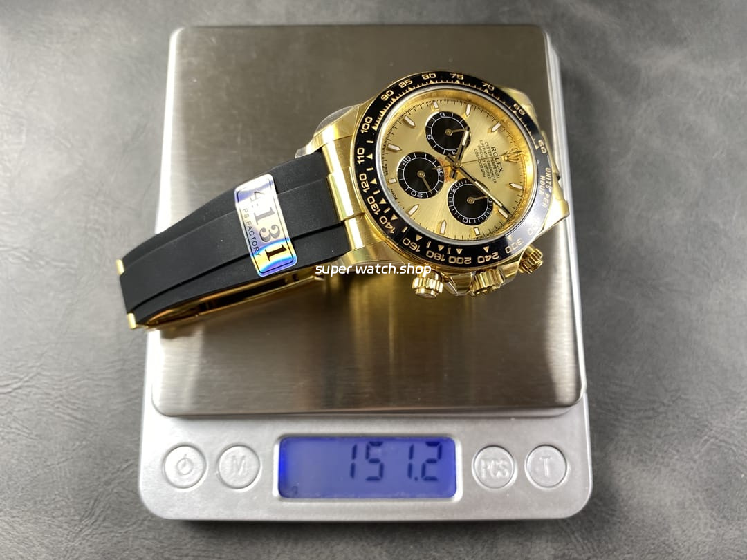 APS Factory Counterweight Rolex Daytona 126518LN-0012 Yellow Gold Rubber Strap Champagne Dial - Image 9