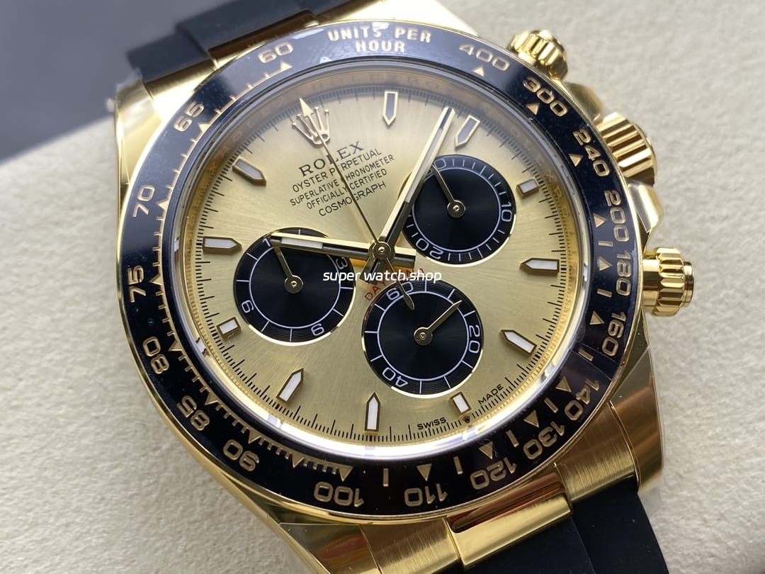 APS Factory Counterweight Rolex Daytona 126518LN-0012 Yellow Gold Rubber Strap Champagne Dial - Image 2