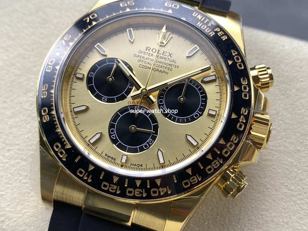 APS Factory Counterweight Rolex Daytona 126518LN-0012 Yellow Gold Rubber Strap Champagne Dial - Image 3