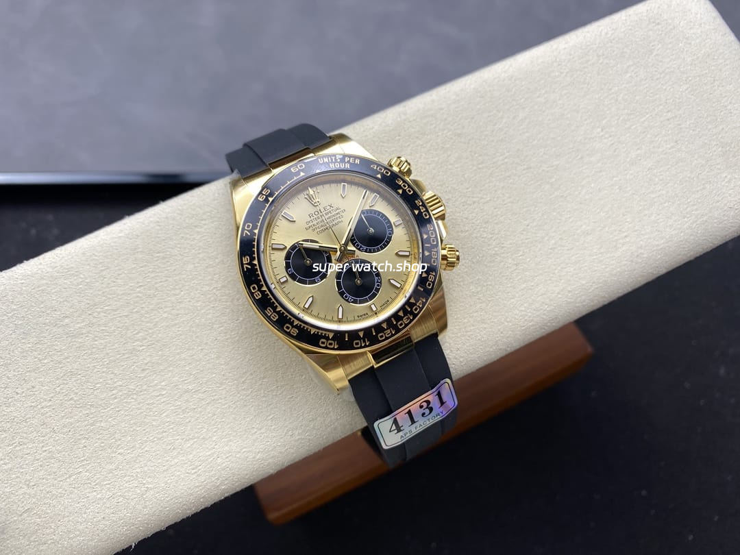 APS Factory Counterweight Rolex Daytona 126518LN-0012 Yellow Gold Rubber Strap Champagne Dial - Image 4
