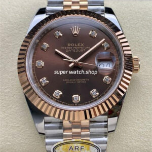 ARF Factory Counterweight Rolex Datejust 126331-0004 41mm Half Rose Gold Diamond Brown Dial Jubilee