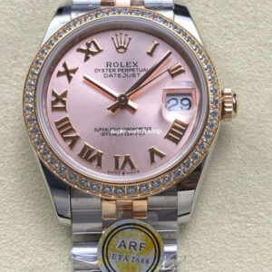 ARF Factory Counterweight Rolex Datejust 278381RBR-0002 31mm Rose Gold Diamond Bezel Roman Numerals Rose Dial
