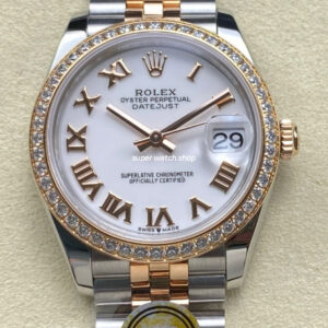 ARF Factory Counterweight Rolex Datejust 278381RBR-0004 31mm Rose Gold Diamond Bezel Roman Numerals White Dial