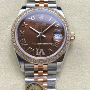 ARF Factory Counterweight Rolex Datejust 278381RBR-0006 31mm Rose Gold Diamond Bezel Roman VI Brown Dial