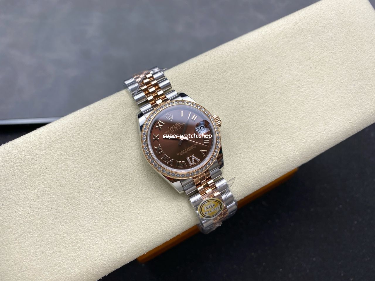 ARF Factory Counterweight Rolex Datejust 278381RBR-0006 31mm Rose Gold Diamond Bezel Roman VI Brown Dial - Image 4