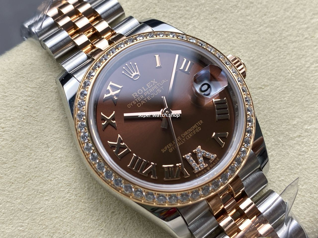 ARF Factory Counterweight Rolex Datejust 278381RBR-0006 31mm Rose Gold Diamond Bezel Roman VI Brown Dial - Image 2