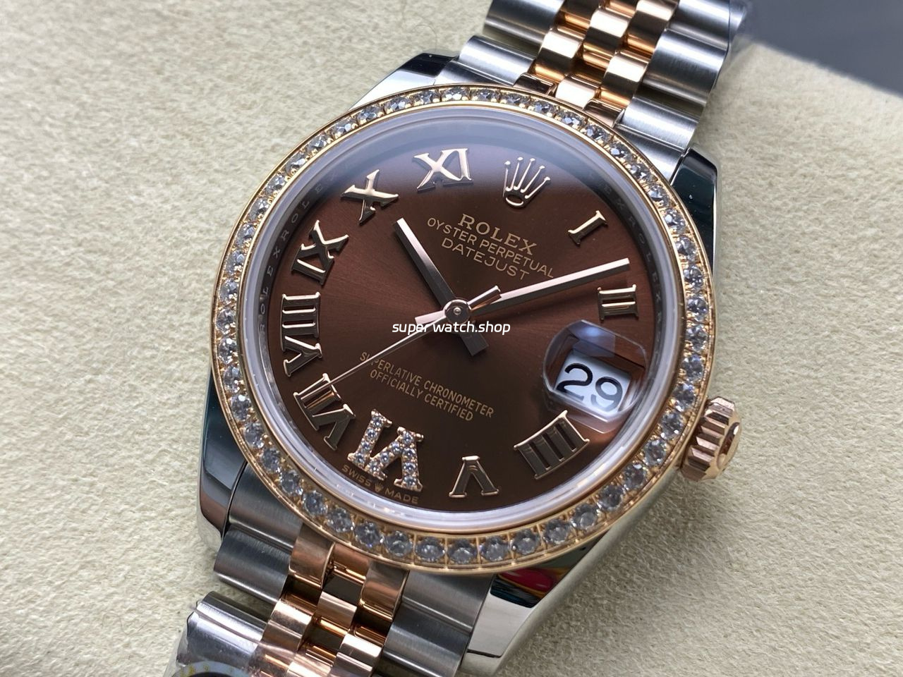 ARF Factory Counterweight Rolex Datejust 278381RBR-0006 31mm Rose Gold Diamond Bezel Roman VI Brown Dial - Image 3