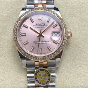 ARF Factory Counterweight Rolex Datejust 278381RBR-0010 31mm Rose Gold Diamond Bezel Sunburst Dial