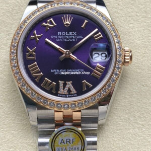 ARF Factory Counterweight Rolex Datejust 278381RBR-0020 31mm Rose Gold Diamond Bezel Roman VI Purple Dial