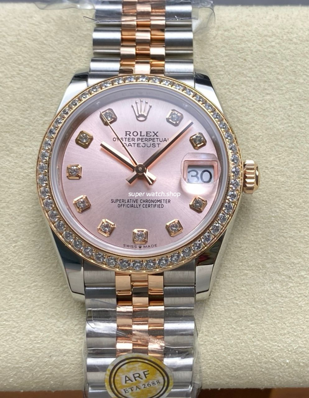 ARF Factory Counterweight Rolex Datejust 278381RBR-0024 31mm Rose Gold Diamond Bezel Rose Dial