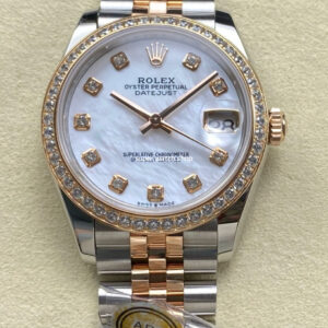 ARF Factory Counterweight Rolex Datejust 278381RBR-0026 31mm Rose Gold Diamond Bezel Mother of Pearl Dial