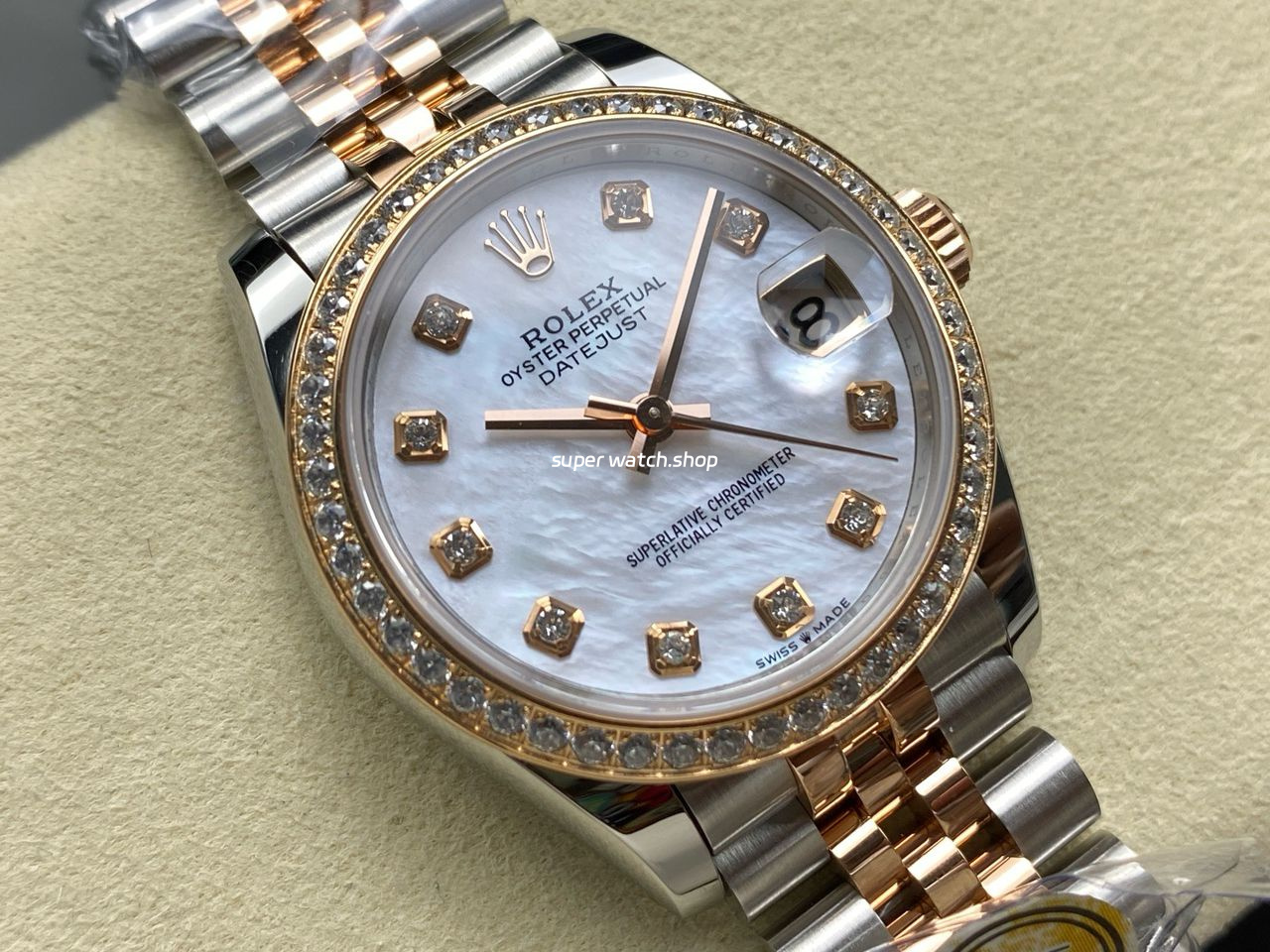 ARF Factory Counterweight Rolex Datejust 278381RBR-0026 31mm Rose Gold Diamond Bezel Mother of Pearl Dial - Image 2