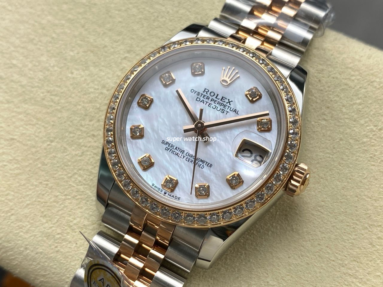 ARF Factory Counterweight Rolex Datejust 278381RBR-0026 31mm Rose Gold Diamond Bezel Mother of Pearl Dial - Image 3