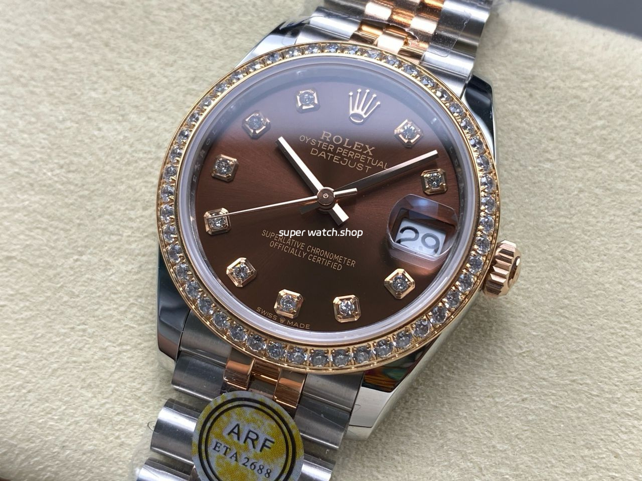 ARF Factory Counterweight Rolex Datejust 278381RBR-0028 31mm Rose Gold Diamond Bezel Brown Dial - Image 3
