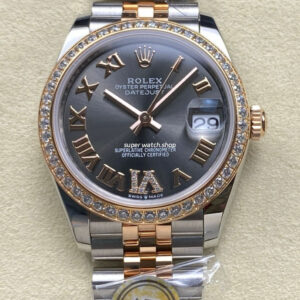 ARF Factory Counterweight Rolex Datejust 278381RBR-0030 31mm Rose Gold Diamond Bezel Roman VI Grey Dial