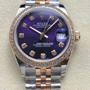 ARF Factory Counterweight Rolex Datejust 278381RBR 31mm Rose Gold Diamond Bezel Purple Dial