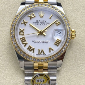 ARF Factory Counterweight Rolex Datejust 278383RBR-0002 31mm Yellow Gold Diamond Roman Numerals White Dial