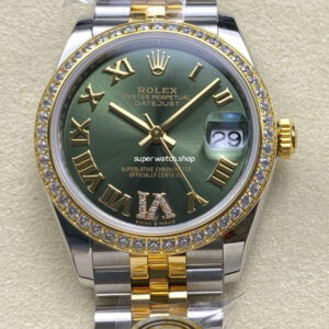 ARF Factory Counterweight Rolex Datejust 278383RBR-0016 31mm Yellow Gold Diamond Roman VI Green Dial