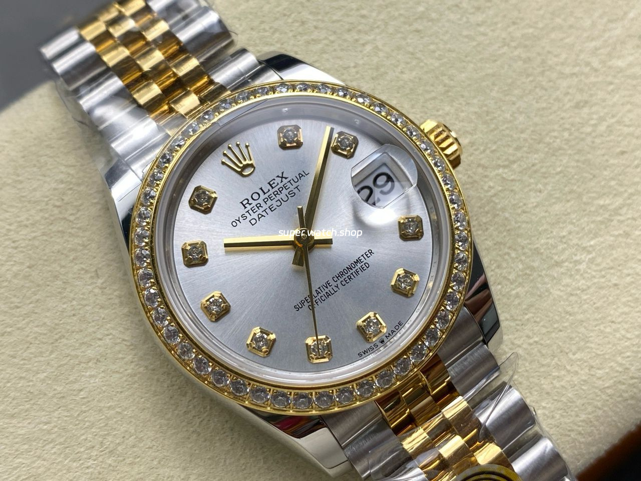 ARF Factory Counterweight Rolex Datejust 278383RBR-0020 31mm Yellow Gold Diamond Bezel Silver Dial - Image 2