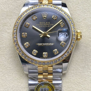 ARF Factory Counterweight Rolex Datejust 278383RBR-0022 31mm Yellow Gold Diamond Grey Dial