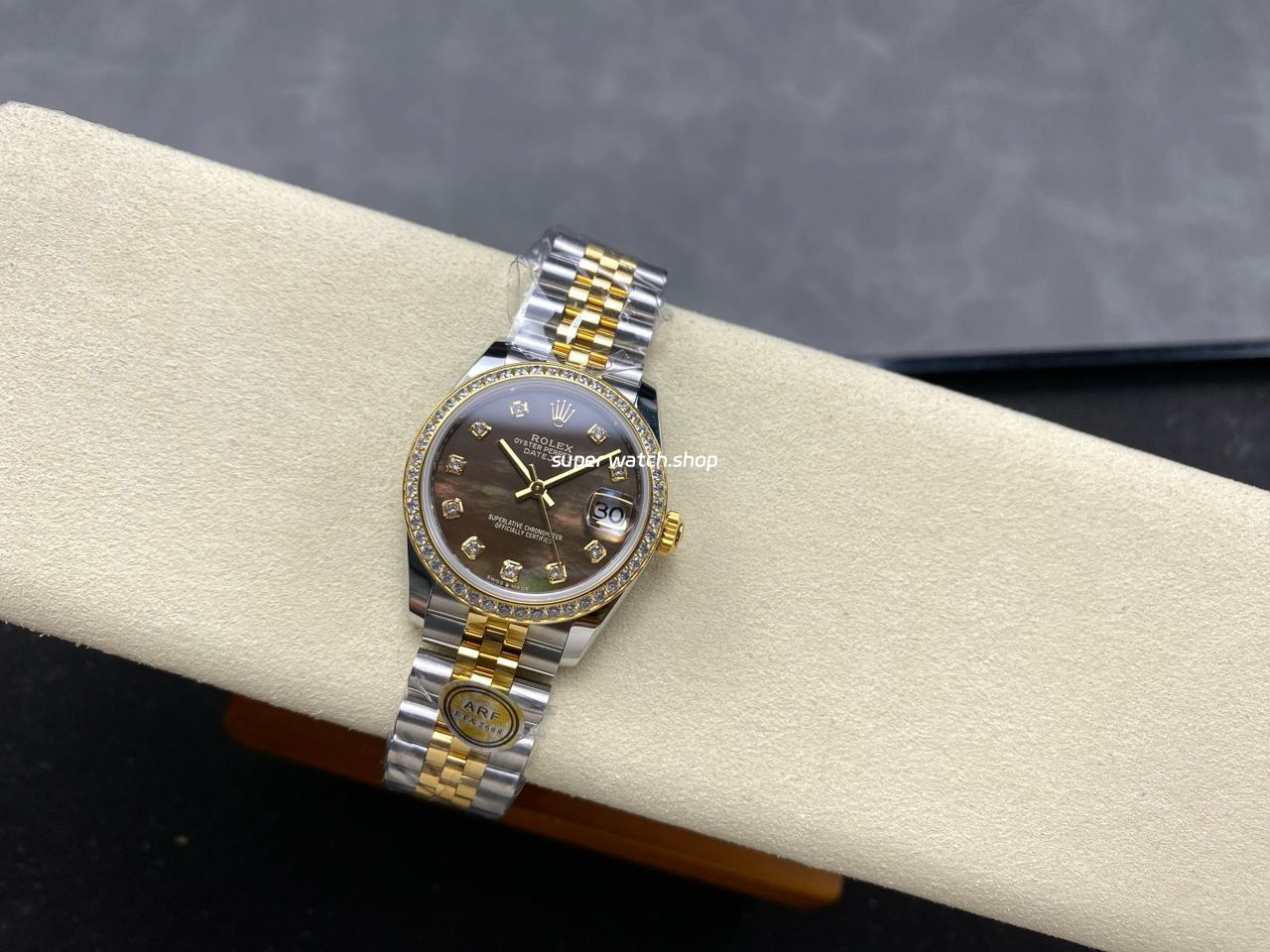 ARF Factory Counterweight Rolex Datejust 278383RBR-0024 31mm Yellow Gold Diamond Bezel Black Mother of Pearl Dial - Image 5