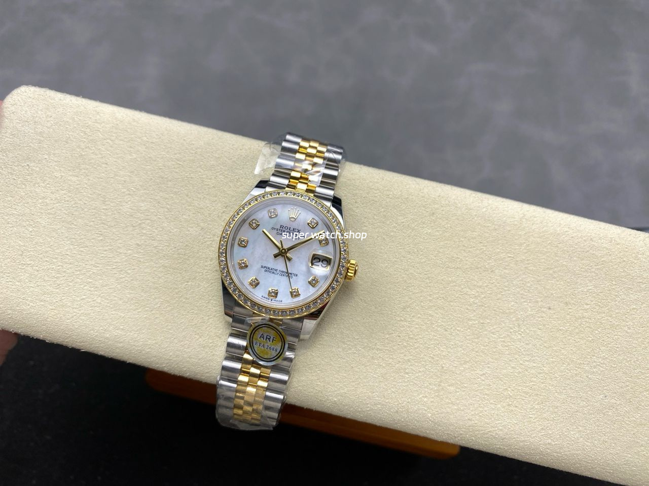 ARF Factory Counterweight Rolex Datejust 278383RBR-0028 31mm Yellow Gold Diamond Bezel Mother of Pearl Dial - Image 5