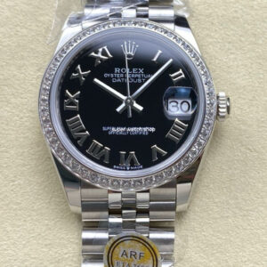 ARF Factory Counterweight Rolex Datejust 278384RBR-0002 31mm Diamond Bezel Roman Numerals Black Dial
