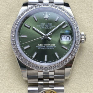 ARF Factory Counterweight Rolex Datejust 278384RBR-0022 31mm Diamond Bezel Green Dial Jubilee