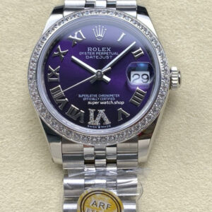 ARF Factory Counterweight Rolex Datejust 278384RBR-0030 31mm Diamond Bezel Roman VI Aubergine Dial