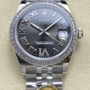 ARF Factory Counterweight Rolex Datejust 278384RBR-0032 31mm Diamond Bezel Roman VI Grey Dial