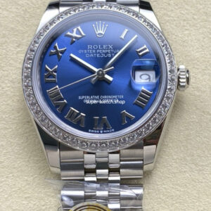 ARF Factory Counterweight Rolex Datejust 278384RBR-0037 31mm Diamond Bezel Roman Numerals Blue Dial Jubilee