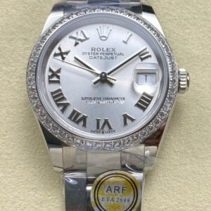 ARF Factory Counterweight Rolex Datejust 278384RBR 31mm Diamond Bezel Roman Numerals Silver Dial