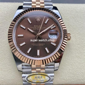 ARF Factory Counterweight Rolex Datejust 41 126331-0002 41mm Half Rose Gold Brown Dial Jubilee