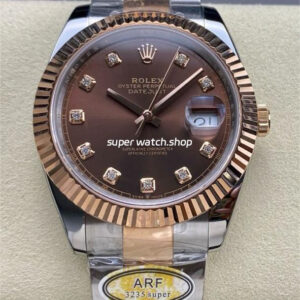 ARF Factory Counterweight Rolex Datejust 41 126331-0003 41mm Half Rose Gold Diamond Brown Dial