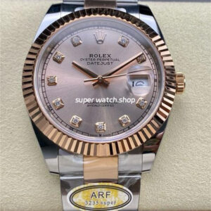 ARF Factory Counterweight Rolex Datejust 41 126331-0007 41mm Half Rose Gold Diamond Pink Dial