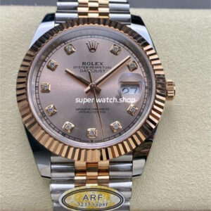 ARF Factory Counterweight Rolex Datejust 41 126331-0008 41mm Half Rose Gold Diamond Pink Dial Jubilee