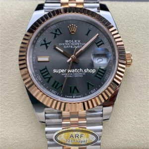 ARF Factory Counterweight Rolex Datejust 41 126331-0016 41mm Half Rose Gold Roman Numerals Grey Dial Jubilee